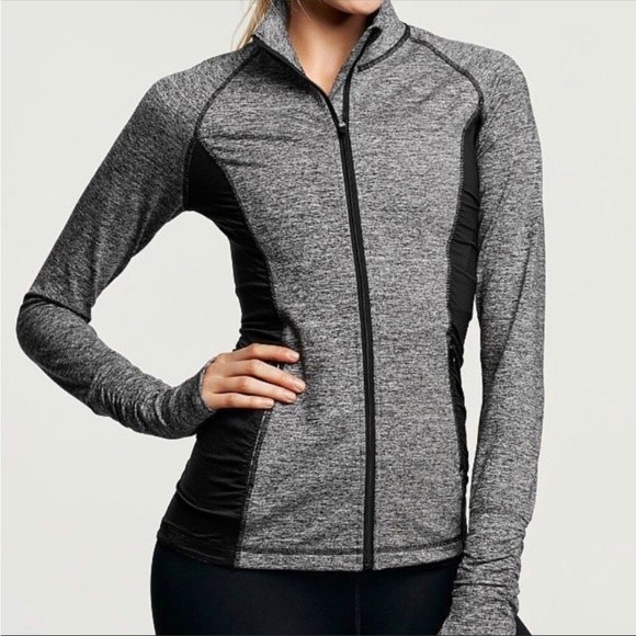 Victoria's Secret Jackets & Blazers - Victoria's Secret VSX Sport Knockout Jacket Gray Black Full Zip Fitted Mock Neck